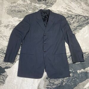 Armani Collezioni Blazer Mens 46L Blue Pinstripe Sport Coat 3 Button Portugal
